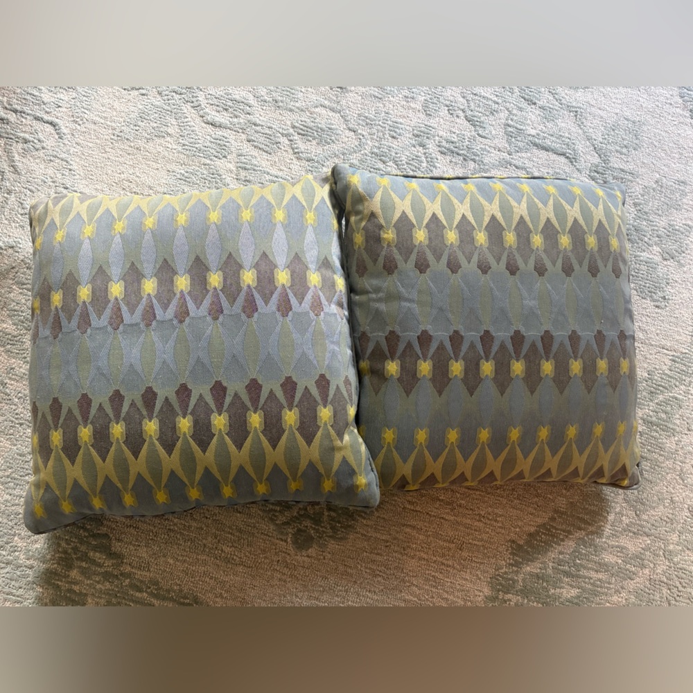 New! West ElmGeometric Pattern Decorative Pillow Pair in Sage and Yellow
